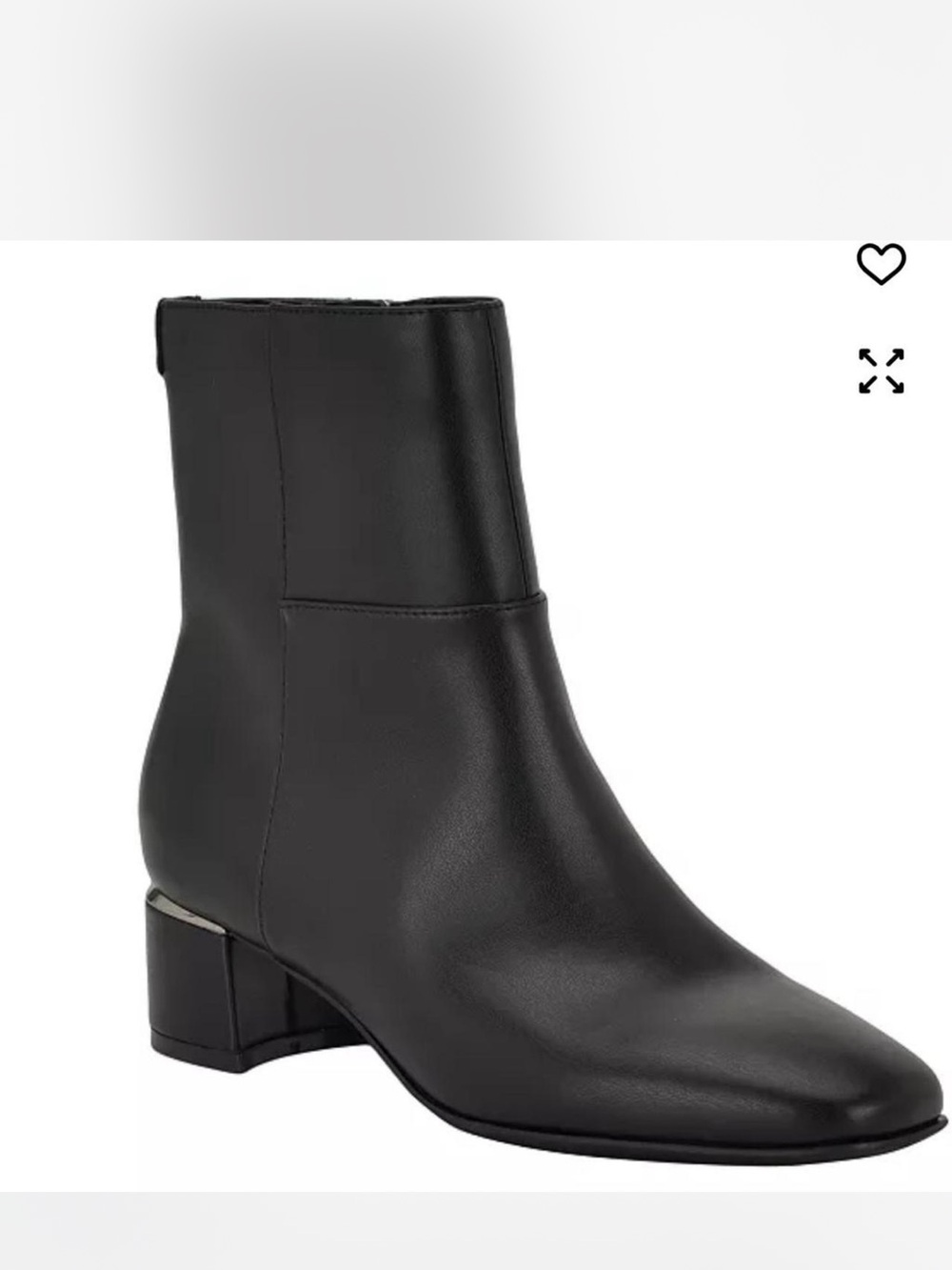 Calvin Klein Black Leather Ankle Booties with Low Block Heel